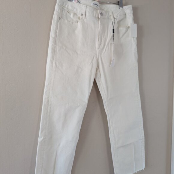 NWT Vigoss Stevie Crop Straight Jeans White Raw Hem Women's Ankle Stretch Sz 31 - Picture 2 of 13